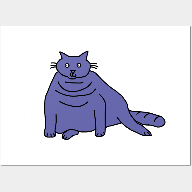 Very Peri Periwinkle Blue Chonk Cat Color of the Year 2022 Wall Art by ellenhenryart